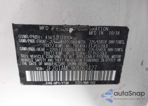 2019 Subaru Crosstrek 2.0I Limited from USA, damaged, VIN JF2GTAMC3K8263427